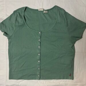 Levi's Teal Button-Up Crop Top